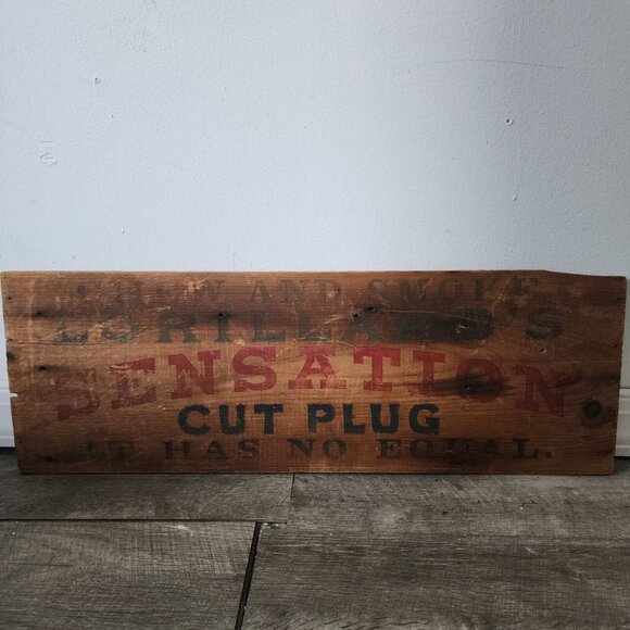 Sensations Other - Cortlands Sensations Cut Plug Wood Sign Box 27" x 9" Antique From Wood Box